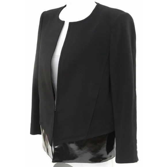 HELMUT LANG Jacket Black Blazer Coat Long Sleeve Hook and Eye Closure Sz 6 - Picture 2 of 6
